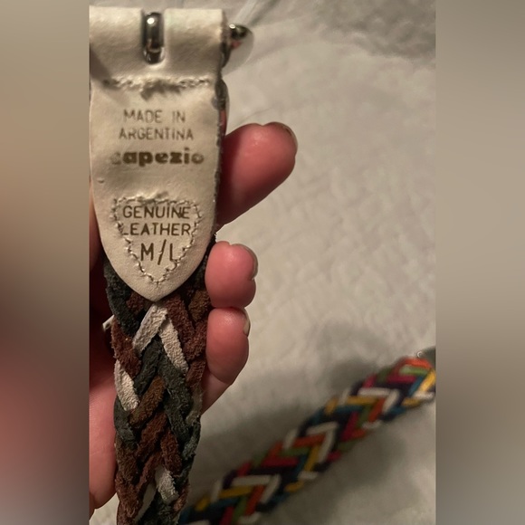 Capezio women’s Made in Argentina Multi Colored Rainbow Braided Leather Belt - Picture 2 of 4